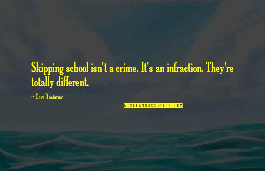 Cory Doctorow Quotes By Cory Doctorow: Skipping school isn't a crime. It's an infraction.