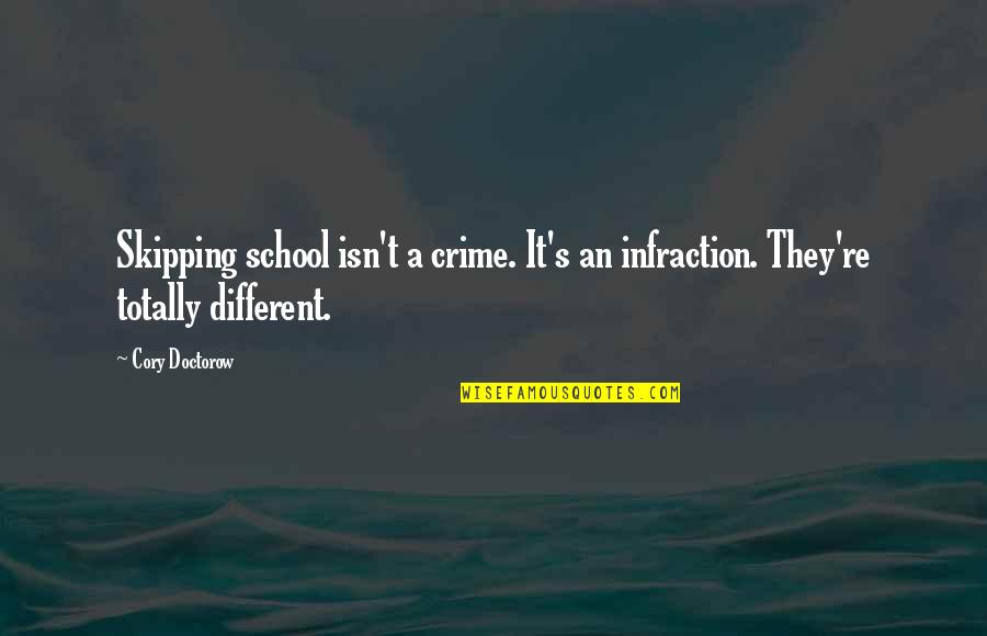 Cory's Quotes By Cory Doctorow: Skipping school isn't a crime. It's an infraction.