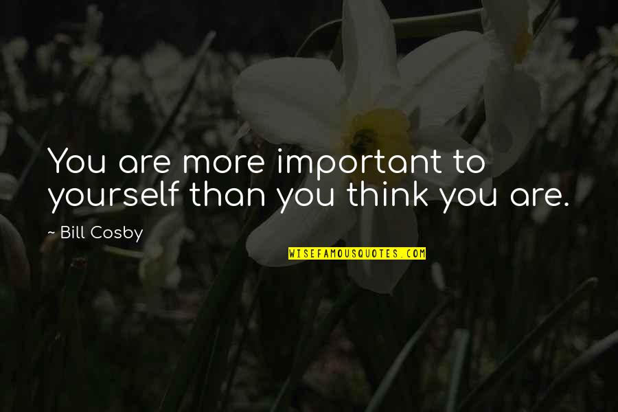 Cosby's Quotes By Bill Cosby: You are more important to yourself than you