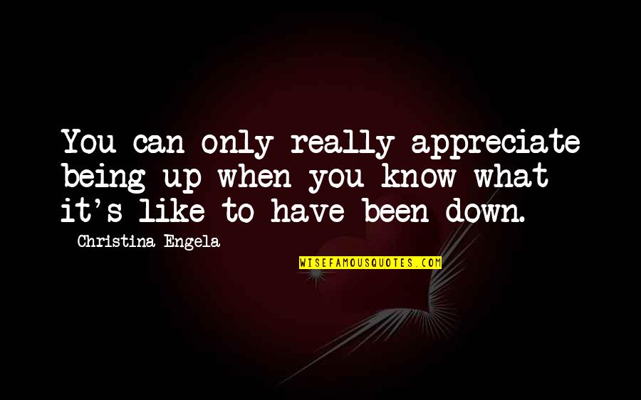Coscientemente Quotes By Christina Engela: You can only really appreciate being up when Coscientemente Quotes By Christina Engela: You can only really appreciate being up when