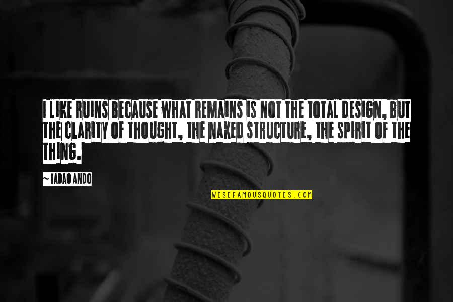 Cosgriff School Quotes By Tadao Ando: I like ruins because what remains is not
