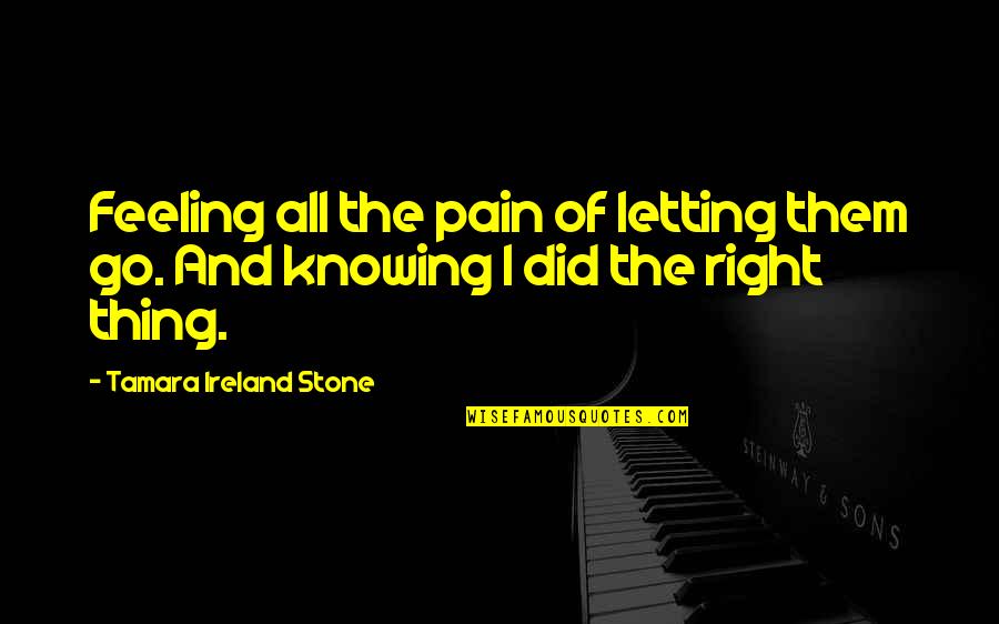 Cosigns Quotes By Tamara Ireland Stone: Feeling all the pain of letting them go.