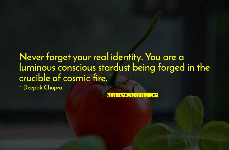 Cosmic Conscious Quotes By Deepak Chopra: Never forget your real identity. You are a Cosmic Conscious Quotes By Deepak Chopra: Never forget your real identity. You are a