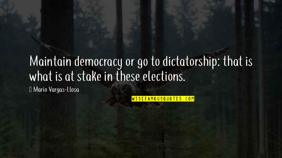 Cosmic Education Quotes By Mario Vargas-Llosa: Maintain democracy or go to dictatorship: that is