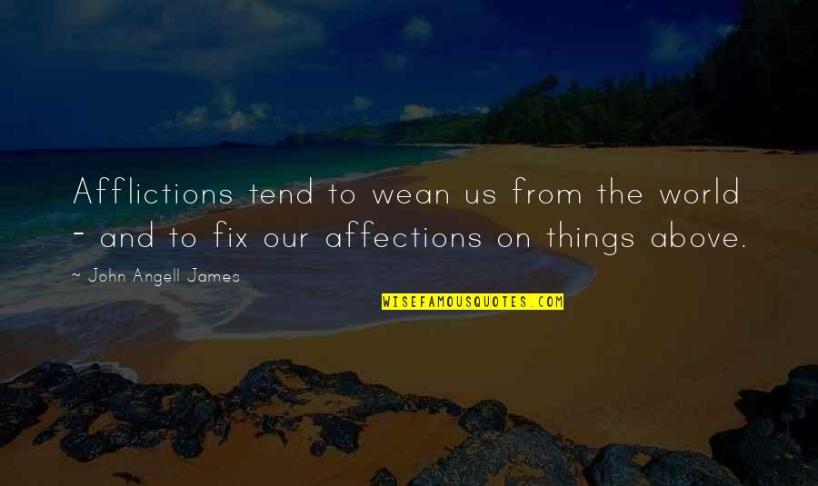 Cosmic Gleam Quotes By John Angell James: Afflictions tend to wean us from the world Cosmic Gleam Quotes By John Angell James: Afflictions tend to wean us from the world