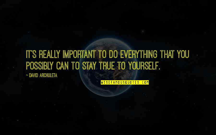 Cosmic Light Quotes By David Archuleta: It's really important to do everything that you