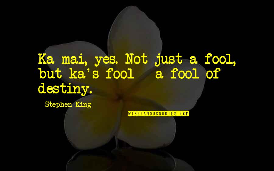 Cothern Dermatologist Quotes By Stephen King: Ka-mai, yes. Not just a fool, but ka's