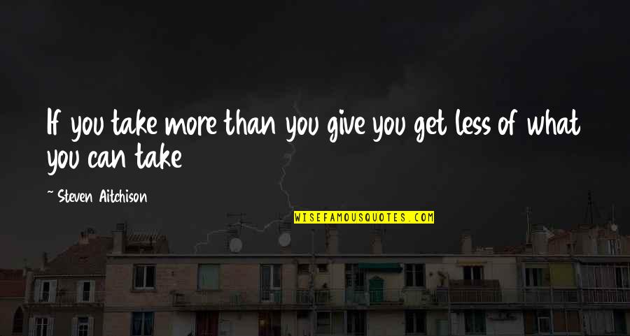 Cotler Psychology Quotes By Steven Aitchison: If you take more than you give you