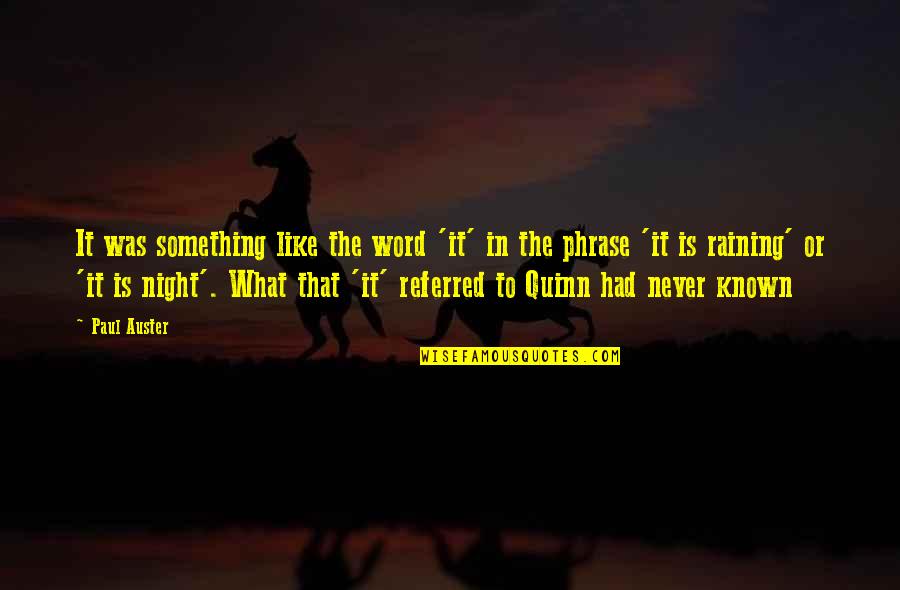 Cotterman Rolling Quotes By Paul Auster: It was something like the word 'it' in