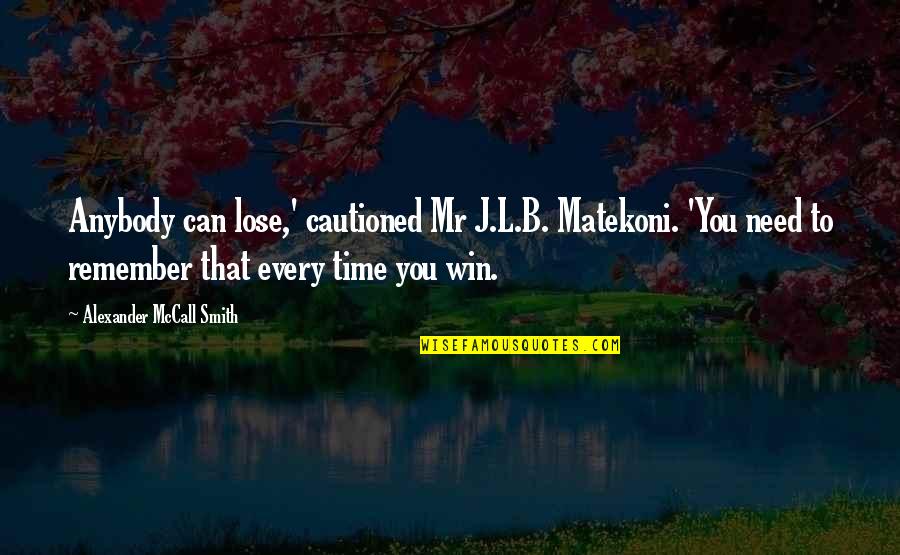 Coughlin's Law Cocktail Quotes By Alexander McCall Smith: Anybody can lose,' cautioned Mr J.L.B. Matekoni. 'You