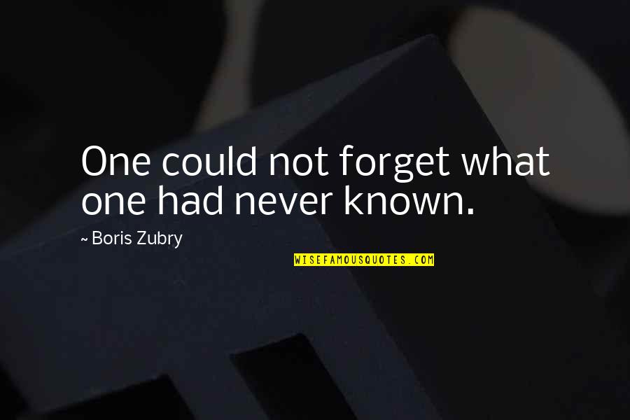 Could Never Forget You Quotes By Boris Zubry: One could not forget what one had never Could Never Forget You Quotes By Boris Zubry: One could not forget what one had never