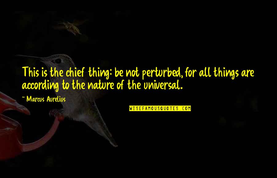 Couldless Quotes By Marcus Aurelius: This is the chief thing: be not perturbed,