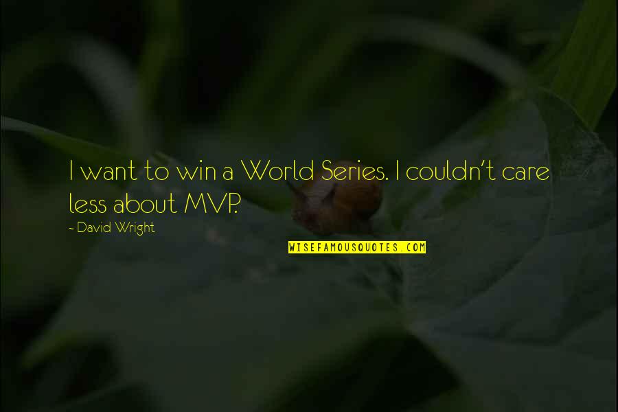 Couldn't Care Quotes By David Wright: I want to win a World Series. I