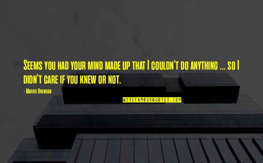Couldn't Care Quotes By Maggie Brendan: Seems you had your mind made up that