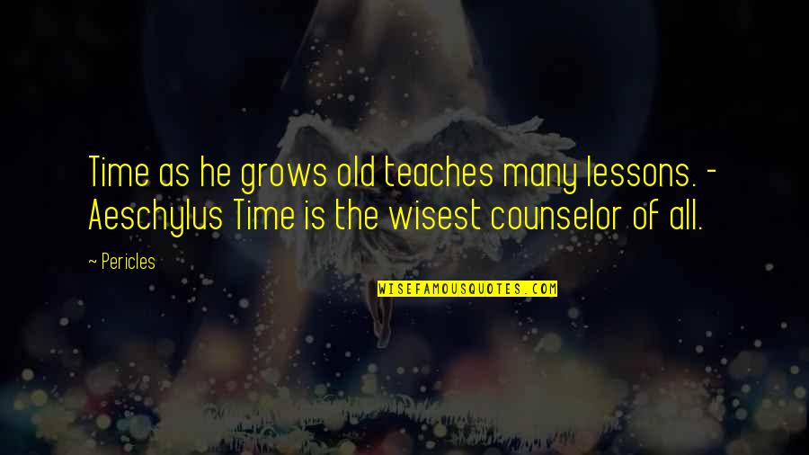 Counselor Quotes By Pericles: Time as he grows old teaches many lessons.