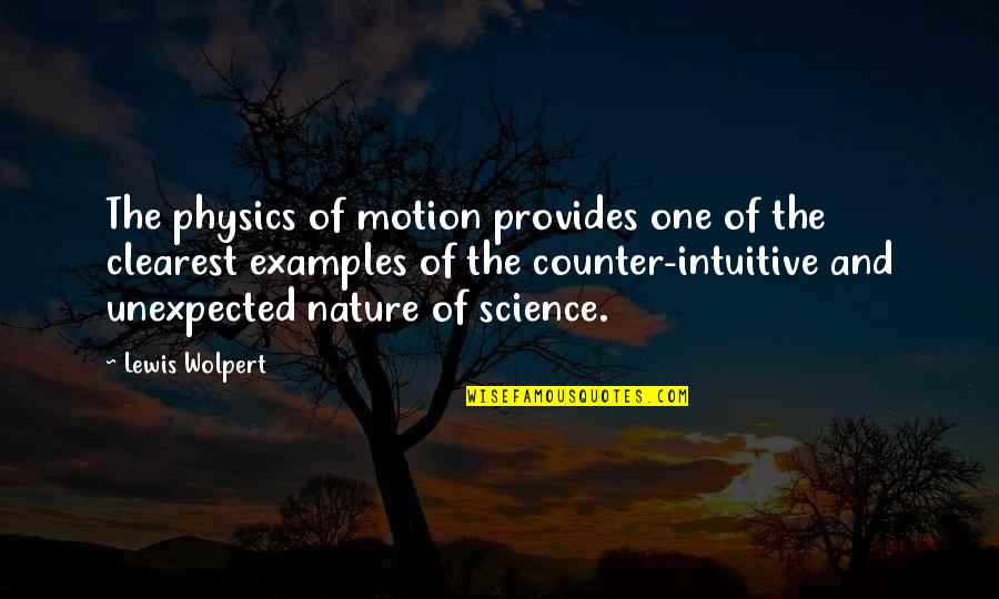 Counter Intuitive Quotes By Lewis Wolpert: The physics of motion provides one of the