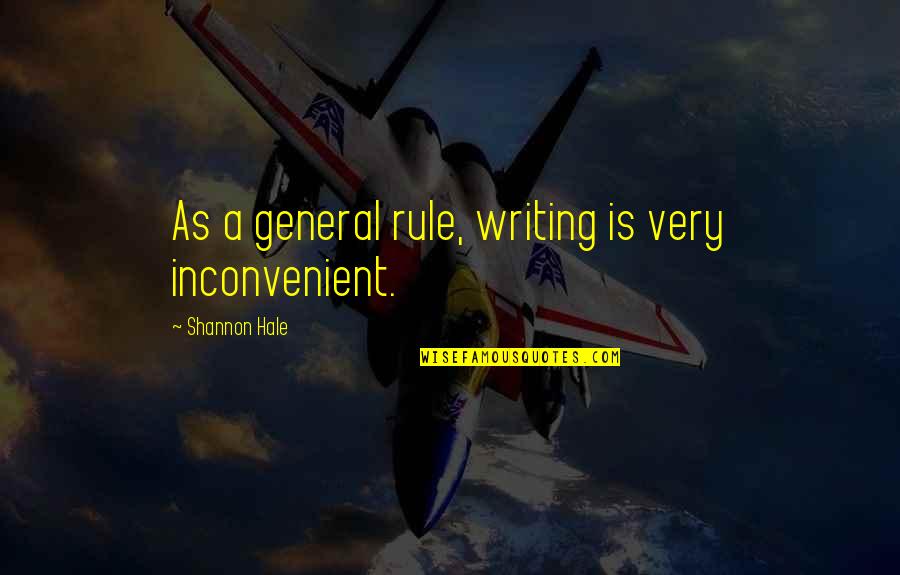 Counterparty Quotes By Shannon Hale: As a general rule, writing is very inconvenient.