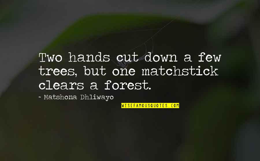 Countessa Quotes By Matshona Dhliwayo: Two hands cut down a few trees, but Countessa Quotes By Matshona Dhliwayo: Two hands cut down a few trees, but