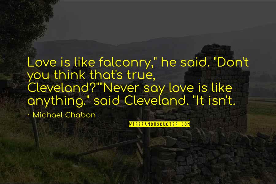 Countlessly Quotes By Michael Chabon: Love is like falconry," he said. "Don't you