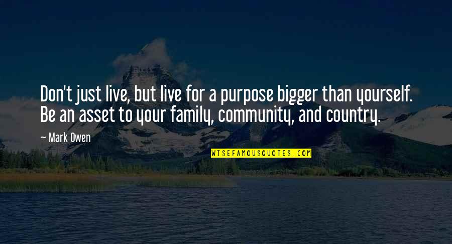 Country And Family Quotes By Mark Owen: Don't just live, but live for a purpose