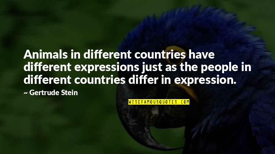 Country Expressions Quotes By Gertrude Stein: Animals in different countries have different expressions just