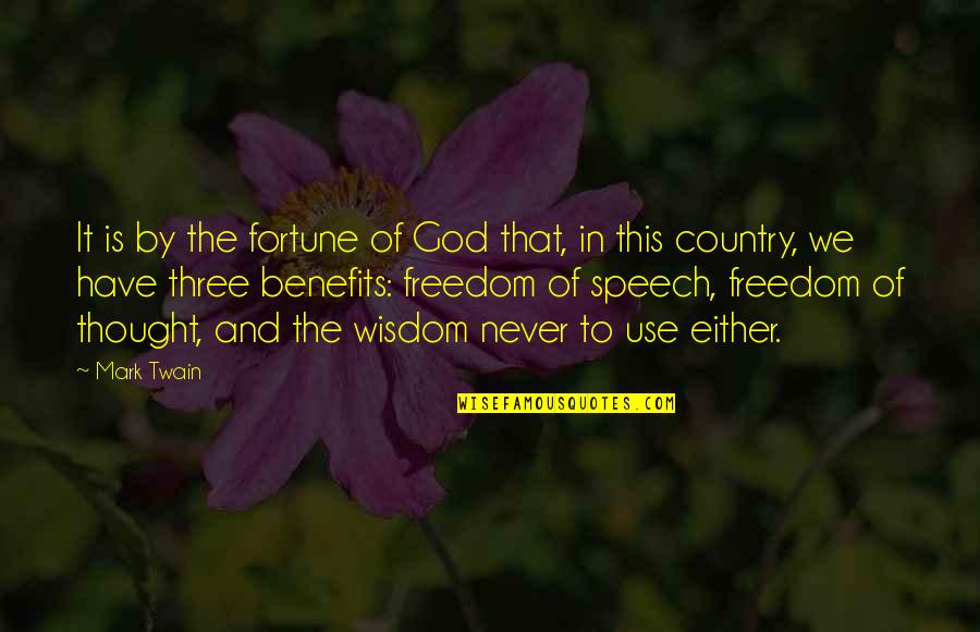 Country Freedom Quotes By Mark Twain: It is by the fortune of God that,