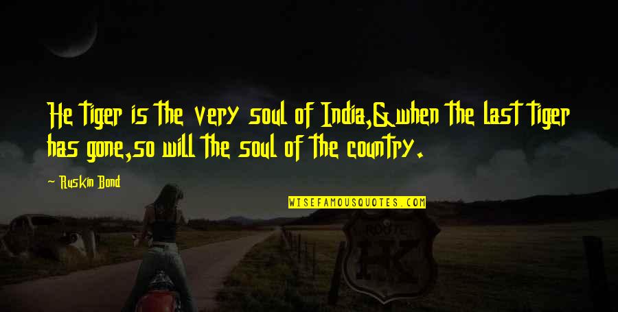 Country India Quotes By Ruskin Bond: He tiger is the very soul of India,&when