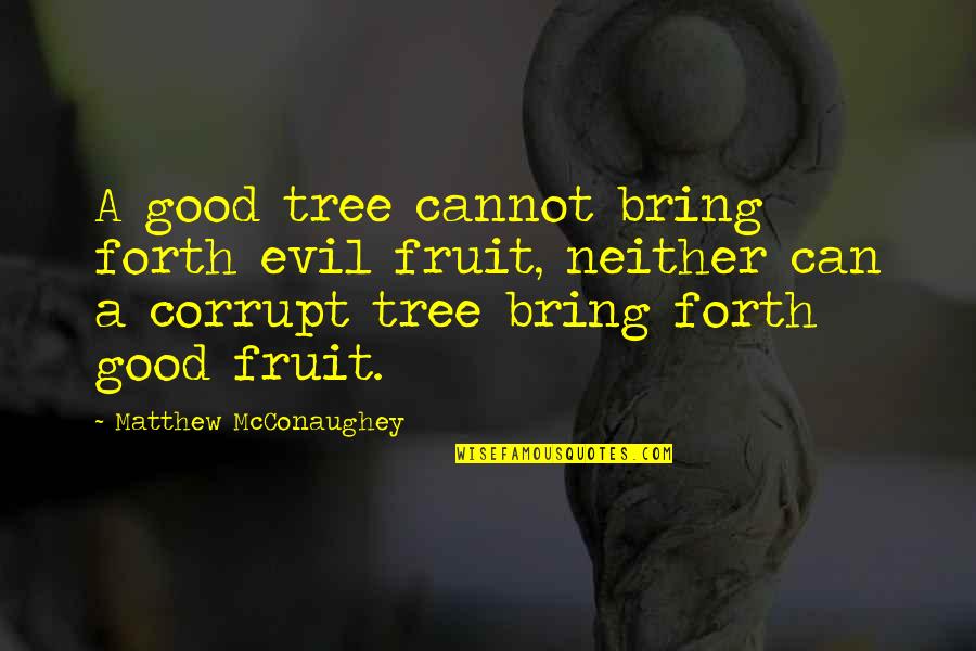Country Of Origin Quotes By Matthew McConaughey: A good tree cannot bring forth evil fruit,