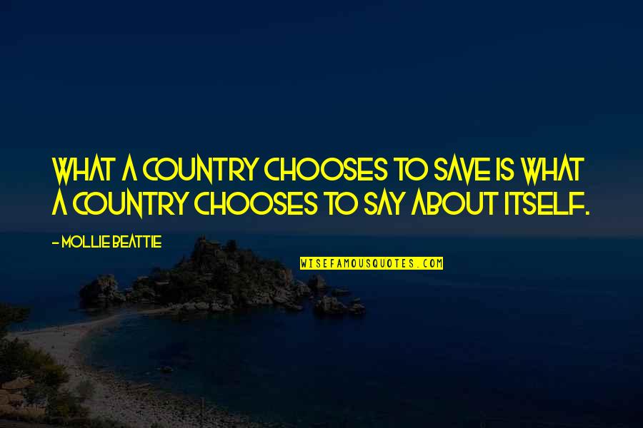 Country What Is Quotes By Mollie Beattie: What a country chooses to save is what