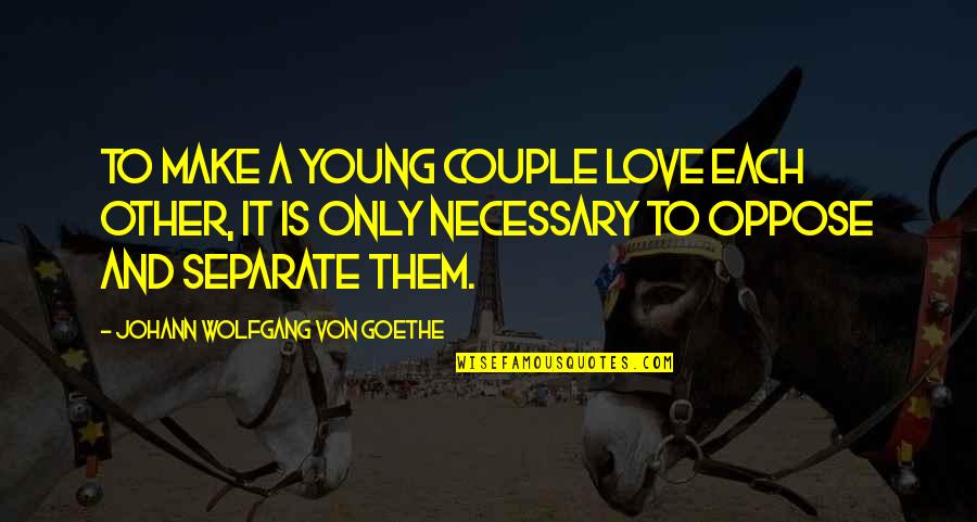 Couple Separate Quotes By Johann Wolfgang Von Goethe: To make a young couple love each other,