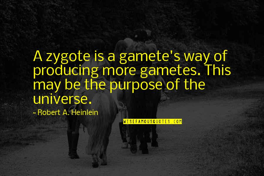 Couples And Food Quotes By Robert A. Heinlein: A zygote is a gamete's way of producing