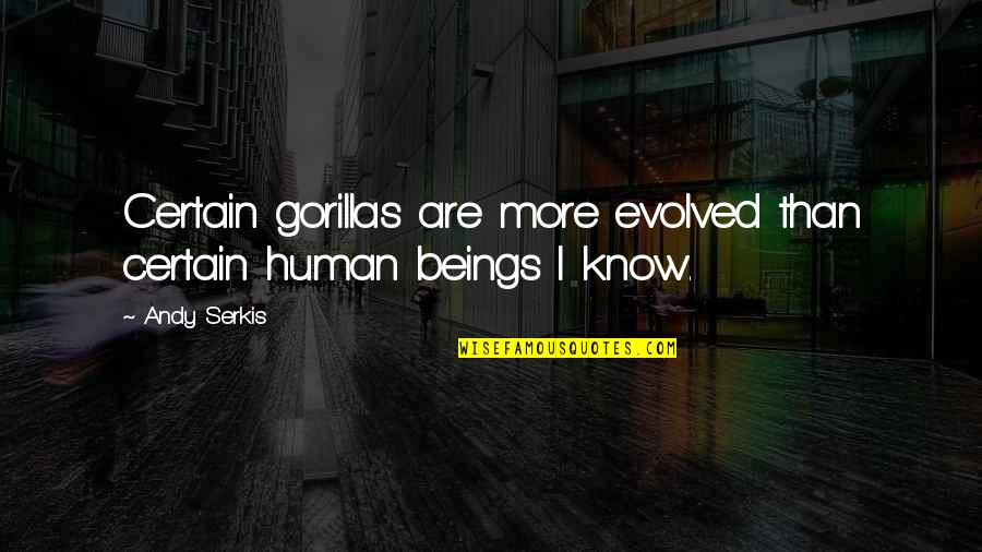 Couples Argue Quotes By Andy Serkis: Certain gorillas are more evolved than certain human