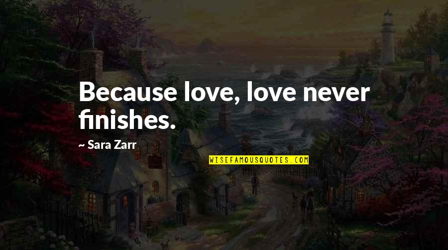 Couples Retreat Quotes By Sara Zarr: Because love, love never finishes.