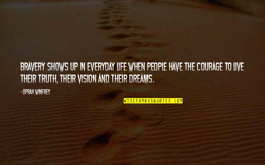 Courage And Bravery Quotes By Oprah Winfrey: Bravery shows up in everyday life when people Courage And Bravery Quotes By Oprah Winfrey: Bravery shows up in everyday life when people