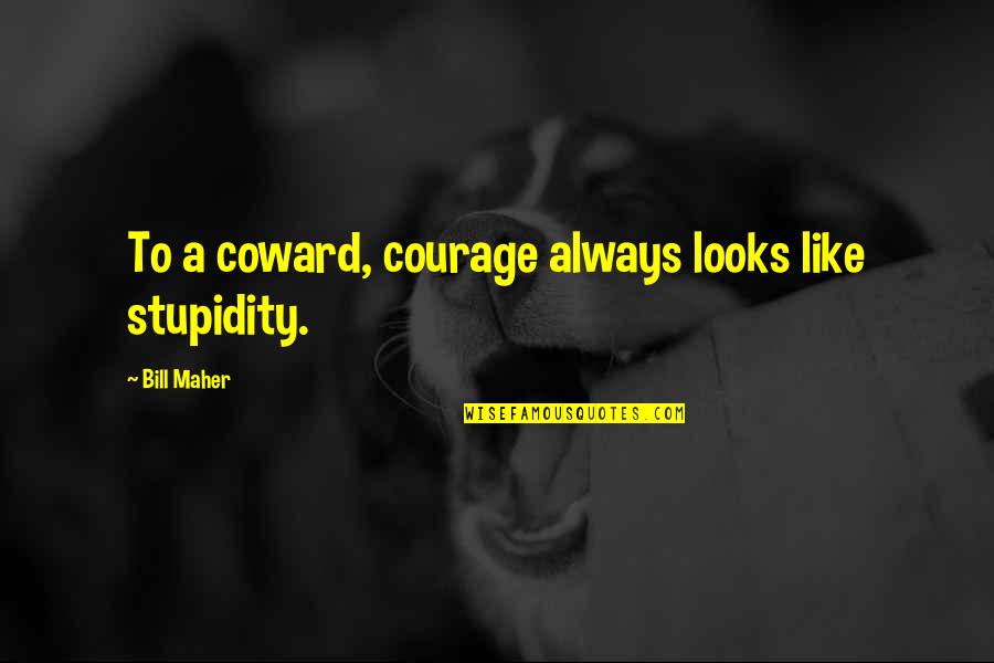 Courage And Stupidity Quotes By Bill Maher: To a coward, courage always looks like stupidity.