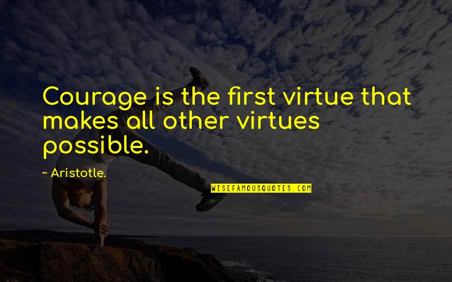 Courage Aristotle Quotes By Aristotle.: Courage is the first virtue that makes all
