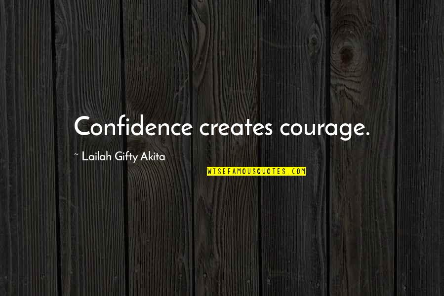 Courage Confidence Quotes By Lailah Gifty Akita: Confidence creates courage.