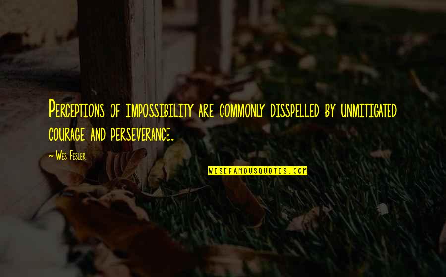 Courage Perseverance Quotes By Wes Fesler: Perceptions of impossibility are commonly disspelled by unmitigated