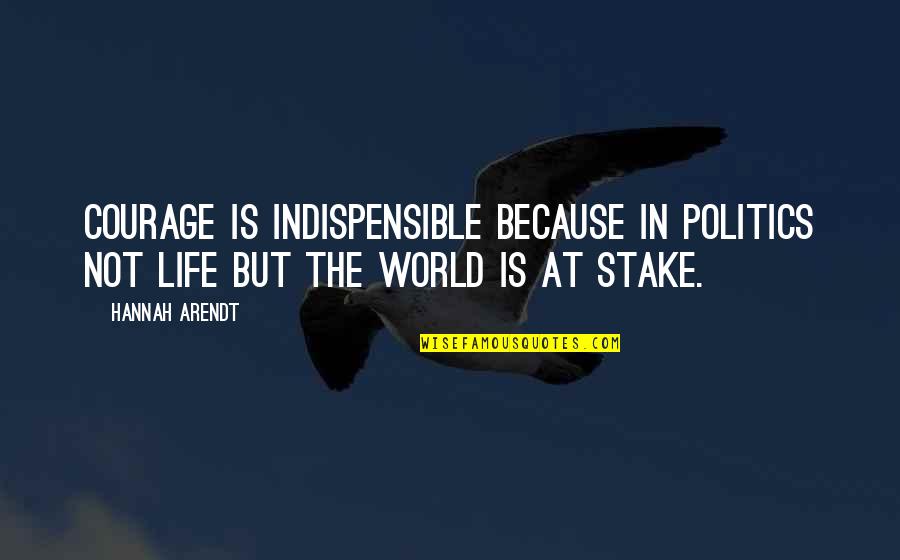 Courage&real Quotes By Hannah Arendt: Courage is indispensible because in politics not life