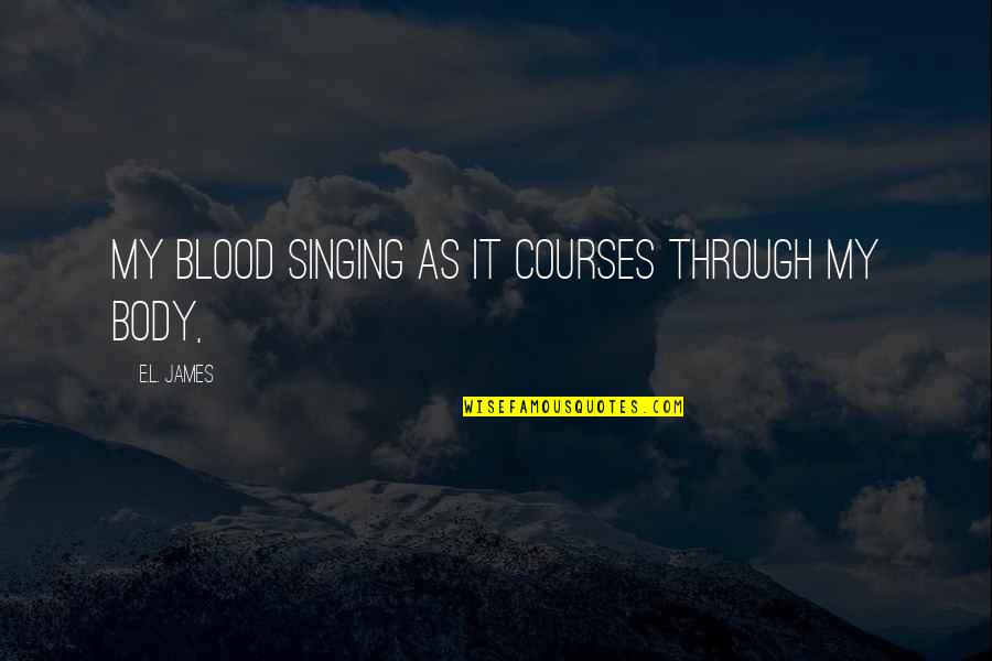 Courses Quotes By E.L. James: My blood singing as it courses through my