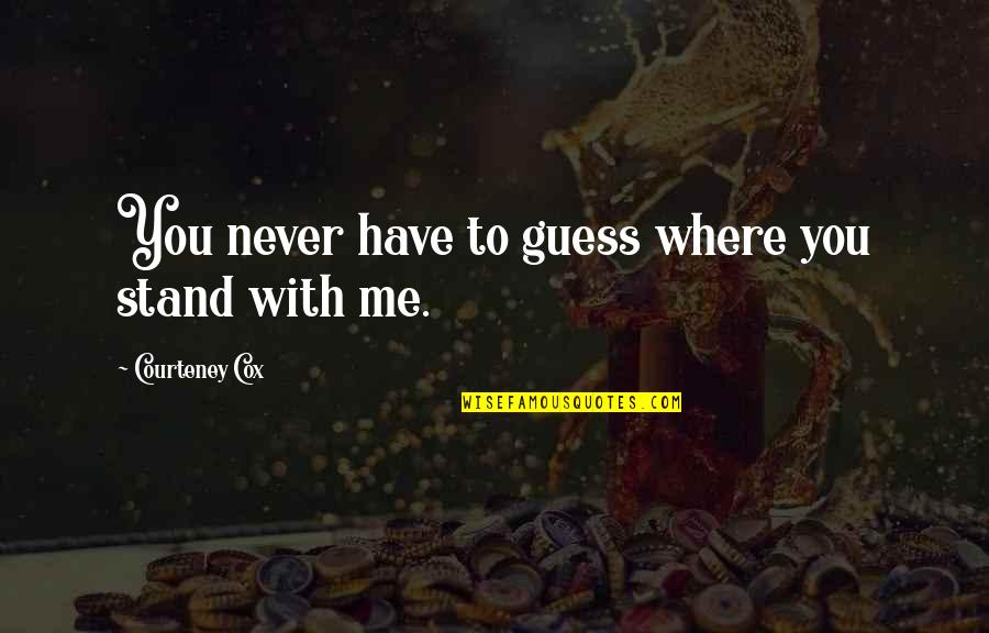 Courteney Cox Best Quotes By Courteney Cox: You never have to guess where you stand Courteney Cox Best Quotes By Courteney Cox: You never have to guess where you stand