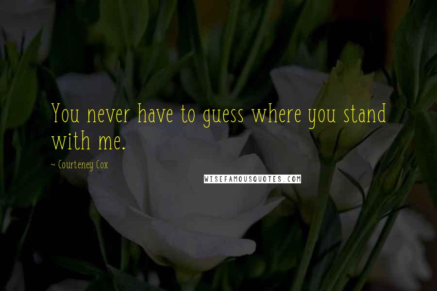 Courteney Cox quotes: You never have to guess where you stand with me. Courteney Cox quotes: You never have to guess where you stand with me.