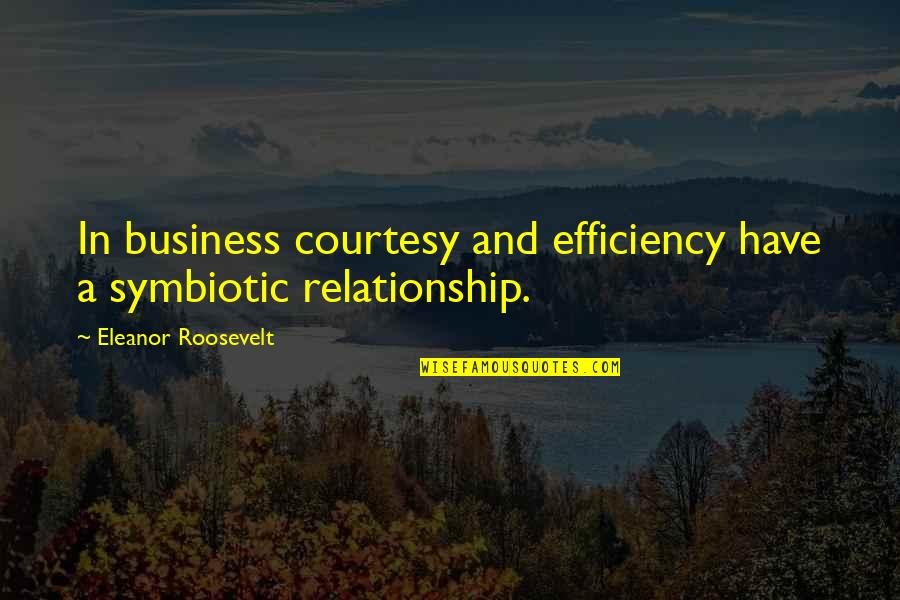 Courtesy Quotes By Eleanor Roosevelt: In business courtesy and efficiency have a symbiotic Courtesy Quotes By Eleanor Roosevelt: In business courtesy and efficiency have a symbiotic
