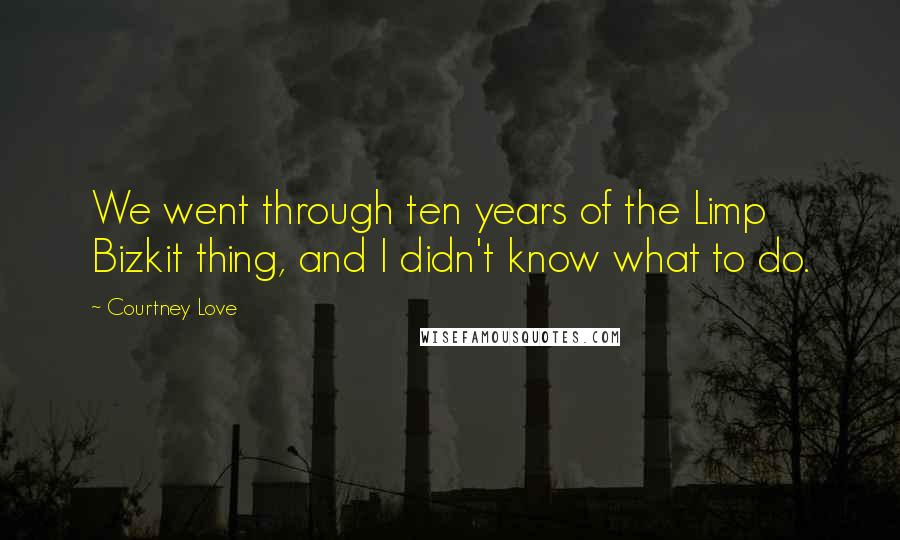 Courtney Love quotes: We went through ten years of the Limp Bizkit thing, and I didn't know what to do.