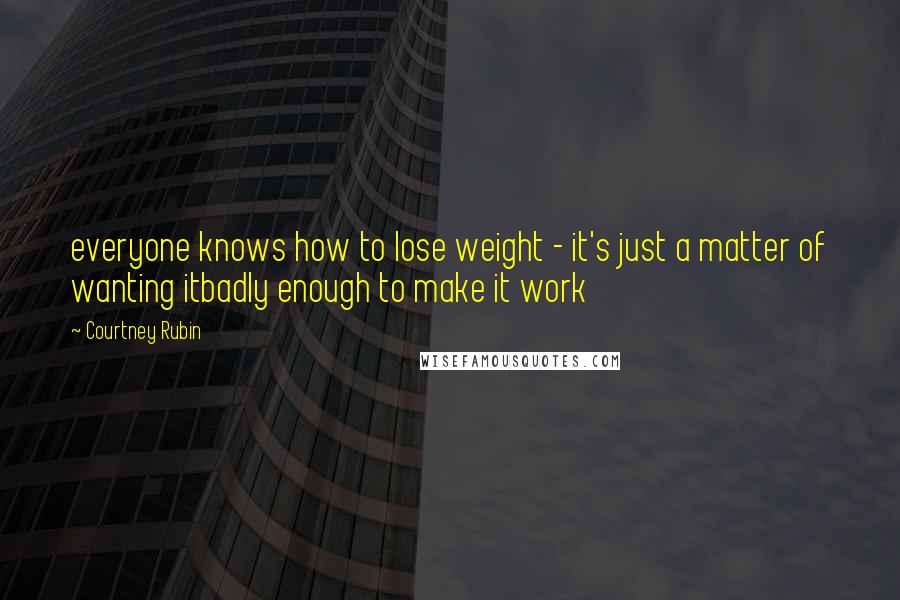 Courtney Rubin quotes: everyone knows how to lose weight - it's just a matter of wanting itbadly enough to make it work