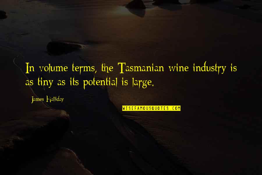 Cousins War Quotes By James Halliday: In volume terms, the Tasmanian wine industry is