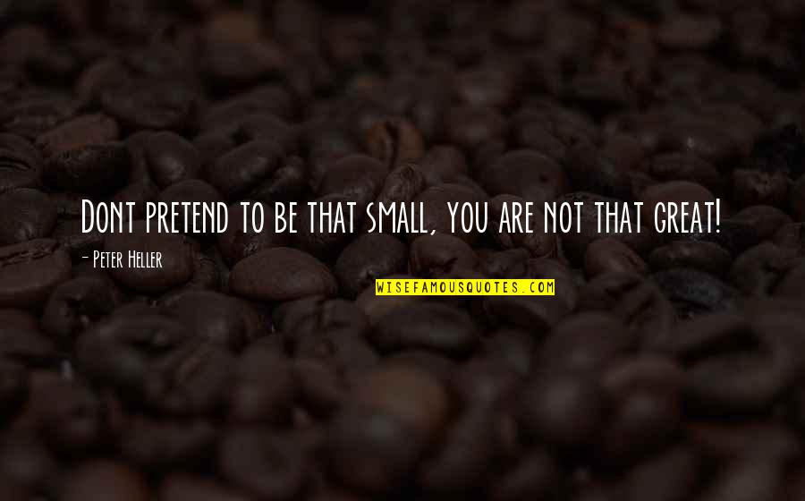 Couvelaire Pronunciation Quotes By Peter Heller: Dont pretend to be that small, you are