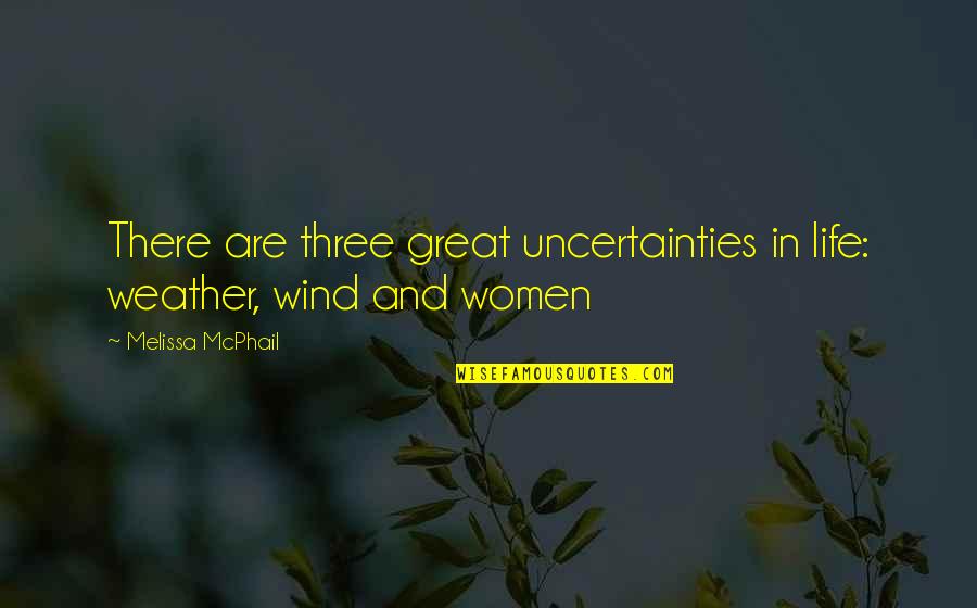 Covatta Garden Quotes By Melissa McPhail: There are three great uncertainties in life: weather, Covatta Garden Quotes By Melissa McPhail: There are three great uncertainties in life: weather,