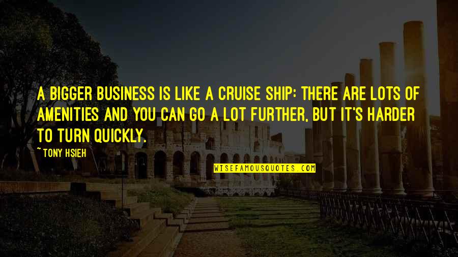 Cover The World With Darkness Quotes By Tony Hsieh: A bigger business is like a cruise ship: