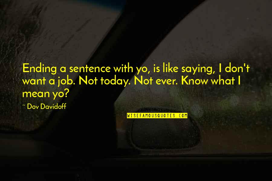 Covered Bridges Quotes By Dov Davidoff: Ending a sentence with yo, is like saying,